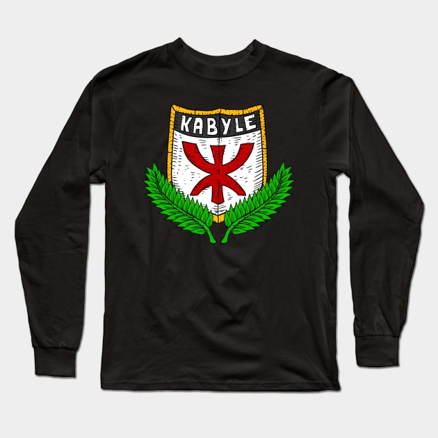 kabyle, kabylie. derber pride, shield and flag. Long Sleeve T-Shirt by JJadx